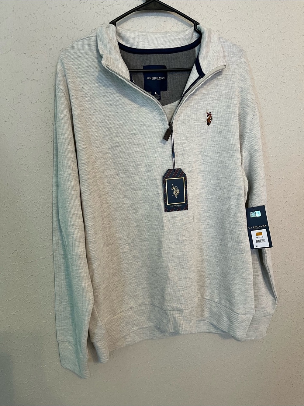 U.S. Polo Assn. Men’s Heather Light Gray Quarter-Zip Sweater